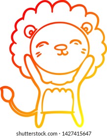 warm gradient line drawing of a cartoon lion