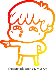 warm gradient line drawing of a cartoon curious man