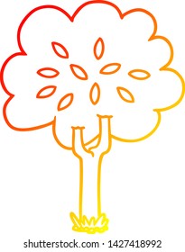 warm gradient line drawing of a cartoon tree