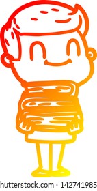 dibujo de línea de gradiente cálido de un hombre amigo de la caricatura