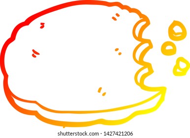warm gradient line drawing of a cartoon cookie