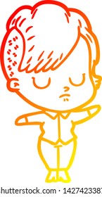 warm gradient line drawing of a cartoon woman