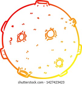 desenho de linha gradiente quente de uma lua de desenho animado