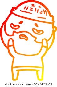 warm gradient line drawing of a cartoon worried man with beard