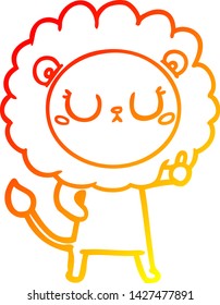 warm gradient line drawing of a cartoon lion