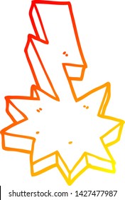 warm gradient line drawing of a cartoon lightning strike