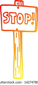 dibujo de línea de degradado cálido de señales de tráfico de dibujos animados