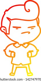 dibujo de línea de degradado cálido de un tipo fresco de caricatura con corte de pelo de moda