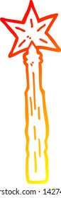warm gradient line drawing of a cartoon magic wand