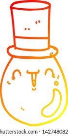 warm gradient line drawing of a cartoon posh egg