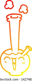 warm gradient line drawing of a cartoon bong