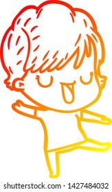 warm gradient line drawing of a cartoon woman talking