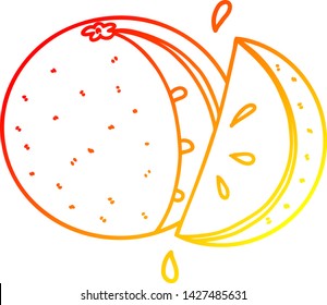 warm gradient line drawing of a cartoon orange slice