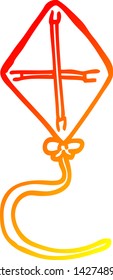 warm gradient line drawing of a cartoon kite