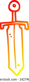 warm gradient line drawing of a cartoon bronze sword