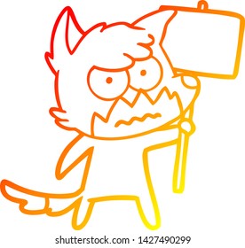 warm gradient line drawing of a cartoon annoyed fox