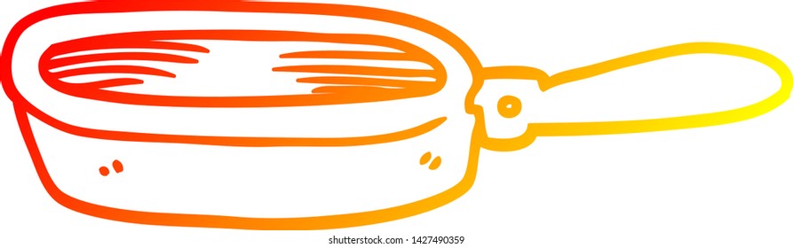 dibujo de línea de degradado cálido de una sartén de caricatura