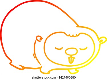 warm gradient line drawing of a cartoon wombat
