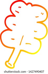 dibujo de línea de gradiente cálido de una caricatura de hoja otoñal