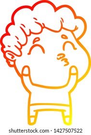 warm gradient line drawing of a cartoon man pouting