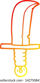 warm gradient line drawing of a cartoon of an old bronze sword