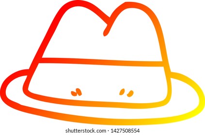 warm gradient line drawing of a cartoon hat