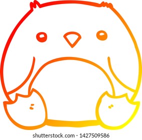 warm gradient line drawing of a cartoon penguin