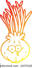 warm gradient line drawing of a cartoon onion