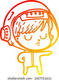 warm gradient line drawing of a cartoon astronaut woman