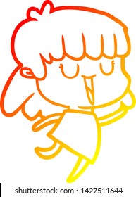 dibujo de línea de gradiente cálido de una mujer caricaturista