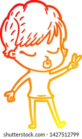 warm gradient line drawing of a cartoon woman with eyes shut