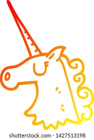 warme Farbverlauf-Linie Zeichnung eines Cartoons ziemlich unicorn
