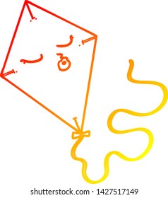 warm gradient line drawing of a cartoon kite