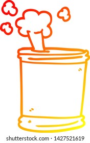 warm gradient line drawing of a cartoon can of beer