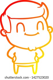 warm gradient line drawing of a cartoon happy man