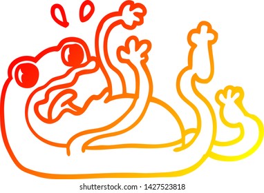warm gradient line drawing of a cartoon frog