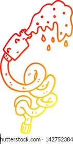 warm gradient line drawing of a cartoon hosepipe