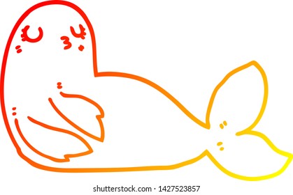 warm gradient line drawing of a cartoon seal