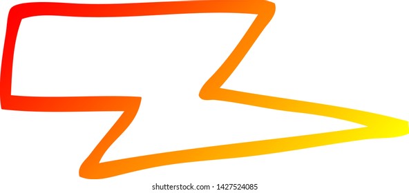 Warm Gradient Line Drawing Of A Cartoon Lightening Bolt