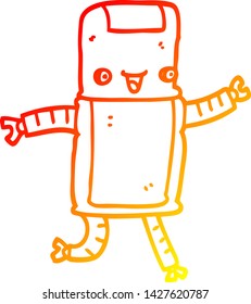 warm gradient line drawing of a cartoon robot