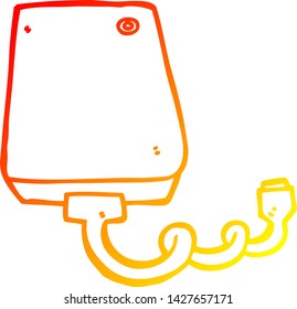 warm gradient line drawing of a cartoon hard drive