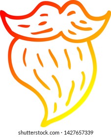 warm gradient line drawing of a cartoon mans facial brown beard