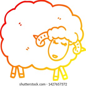 warm gradient line drawing of a cartoon sheep with horns