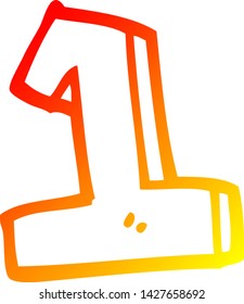 desenho de linha de gradiente quente de um desenho animado número 1