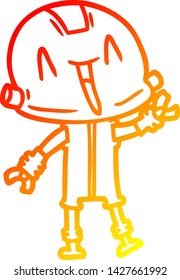 warm gradient line drawing of a cartoon robot