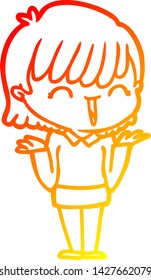 warm gradient line drawing of a cartoon woman