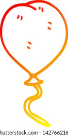warme Farbverlauf-Linienzeichnung eines Cartoon-Ballons