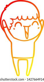 warm gradient line drawing of a cartoon happy man