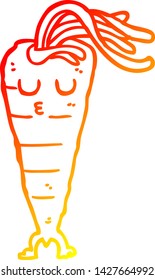 dibujo de línea de gradiente cálido de una zanahoria de dibujos animados