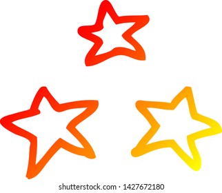 warm gradient line drawing of a cartoon stars